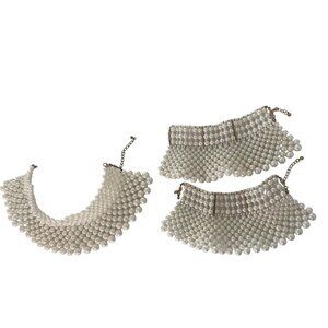 Vintage Womens Pearl Collar and Cuffs Set One Size White Faux Rare Adjustable